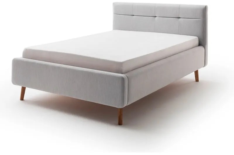 Jasnoszare tapicerowane łóżko dwuosobowe ze schowkiem i stelażem 140x200 cm Lotte – Meise Möbel