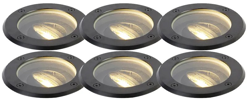 Zestaw 6 czarnych regulowanych lamp ogrodowych do wkopania IP65 - Delux