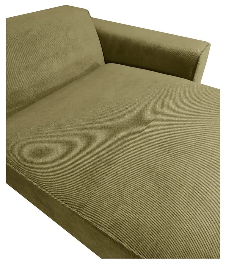 Zielona sztruksowa sofa modułowa w kształcie litery "U" Scandic Sting, lewostronna