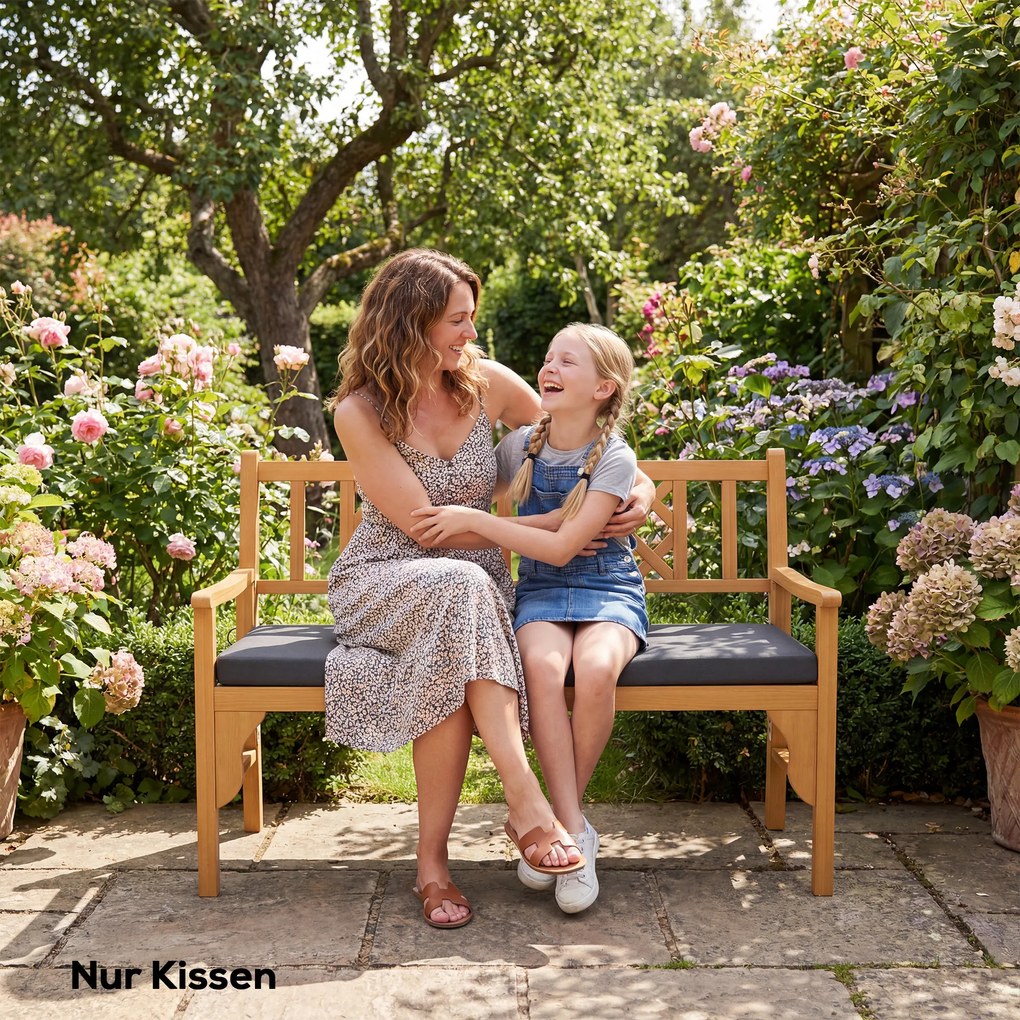 Outsunny Wodoodporna poduszka na ławkę, poduszka na zewnątrz ze zdejmowanym pokrowcem i paskami mocującymi, na ogród i taras, 110 x 46 cm, ciemnoszara | Aosom PL