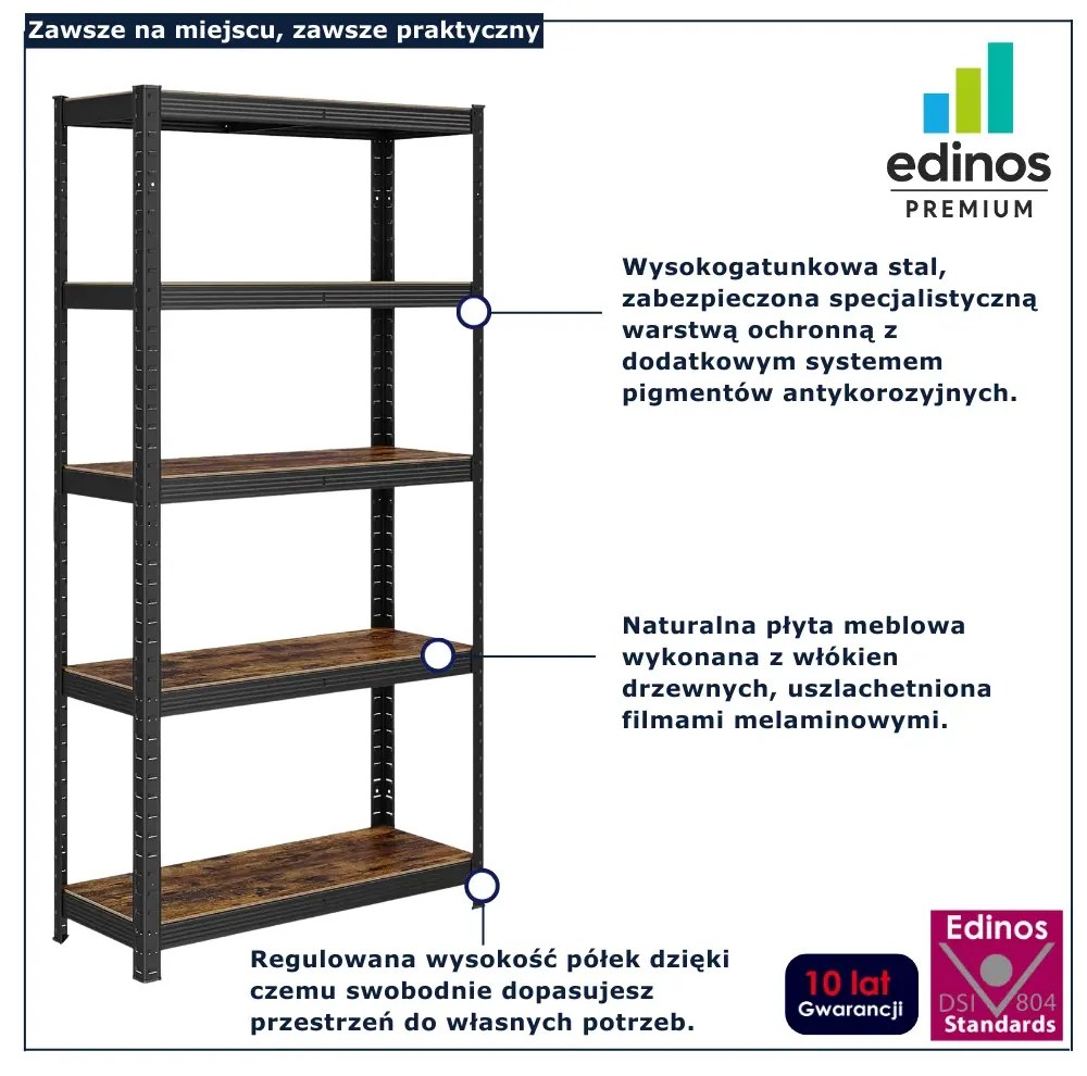 Metalowy regał z półkami 150 cm D1-W85
