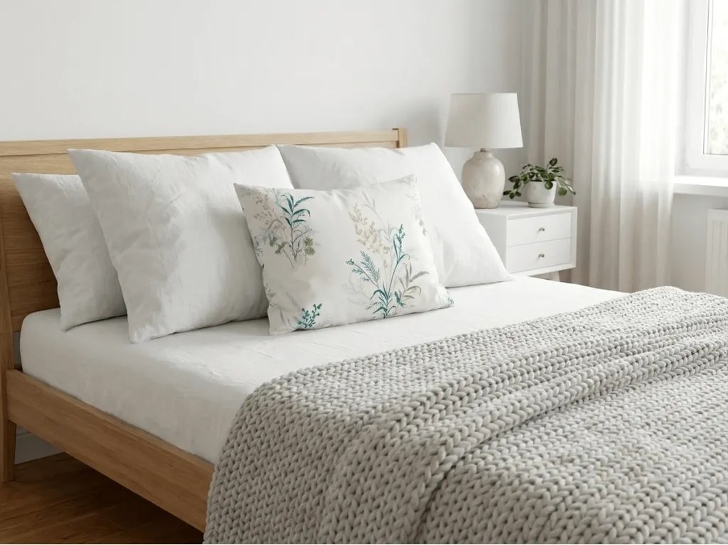 Poszewka na poduszkę z mikroflanelu VERDELLE 40x50 cm, biało-zielony