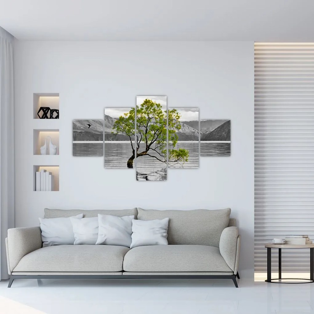 Obraz drzewa na środku jeziora (125x70 cm)