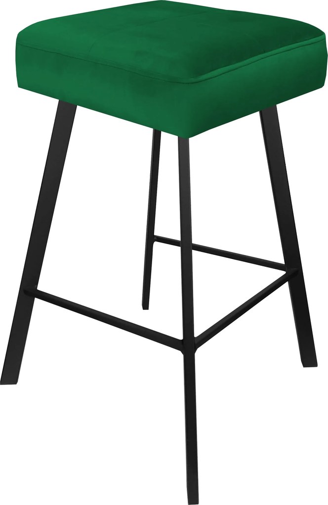 Hoker MAX krzesło barowe tkanina Welur podstawa metalowa : Kolor nogi - Czarna profil, Kolor tkaniny - VELVET - MG25, Typ siedziska - Siedzisko stałe