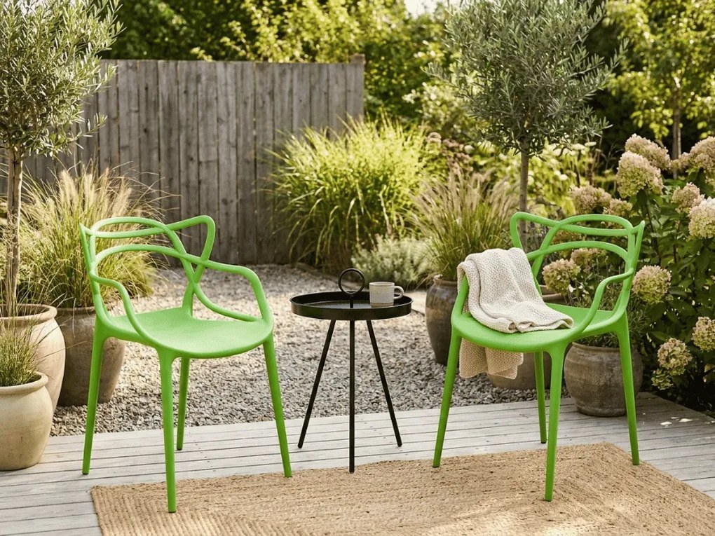 Zestaw ogrodowy KATO SIRVON - 2 krzesła i okrągły stolik, czarny/zielony