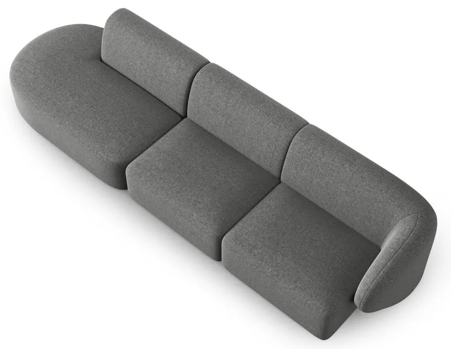 Szara sofa z tkaniny szenilowej prawostronna 311 cm Paolo – Milo Casa