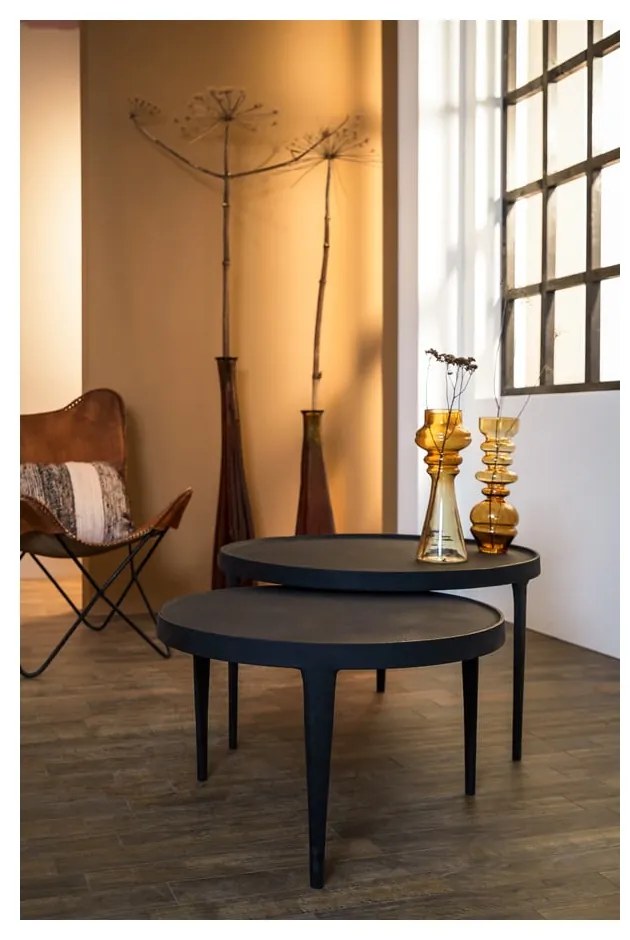 Czarne okrągłe stoliki zestaw 2 szt. ø 75 cm Tobias – Light &amp; Living