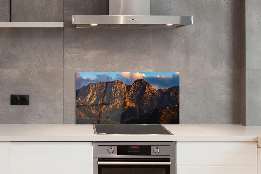 Szklany Panel Ognisty Zachód Słońca w Górach