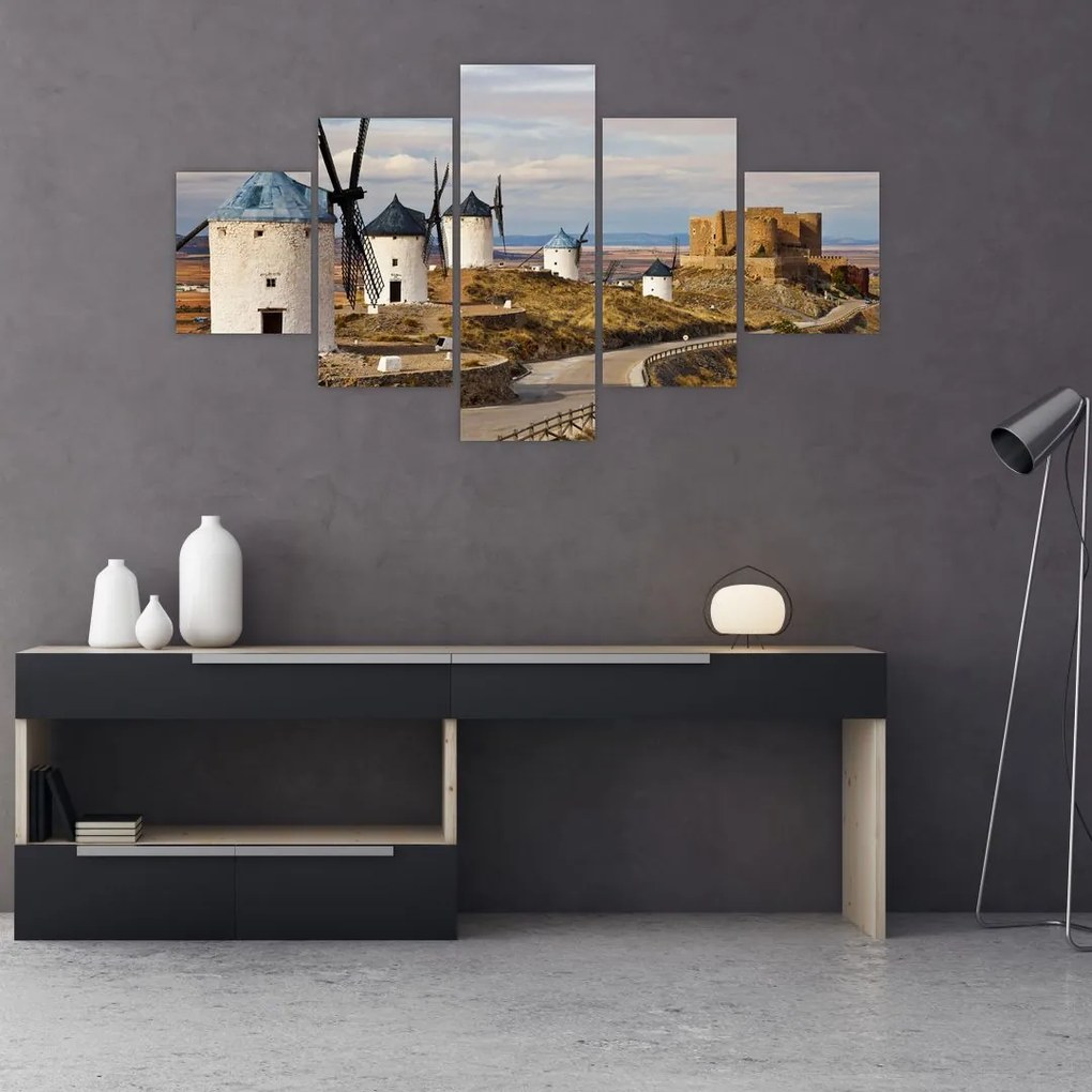 Obraz - Wiatraki Consuegra, Hiszpania (125x70 cm)
