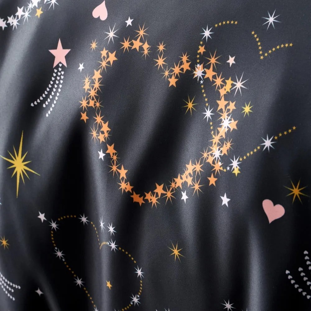Czarno-biała pościel dwuosobowa 200x200 cm Cosmic Hearts and Stars – Catherine Lansfield