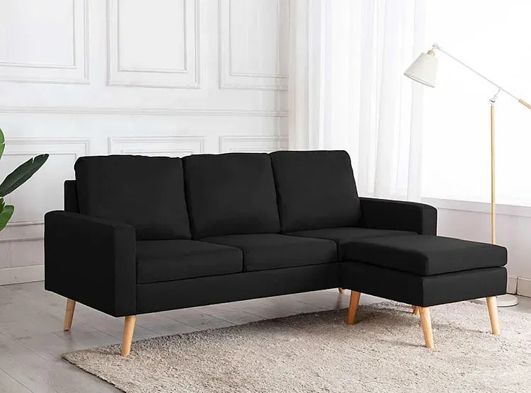 3-osobowa czarna sofa z podnóżkiem - Muria 4Q