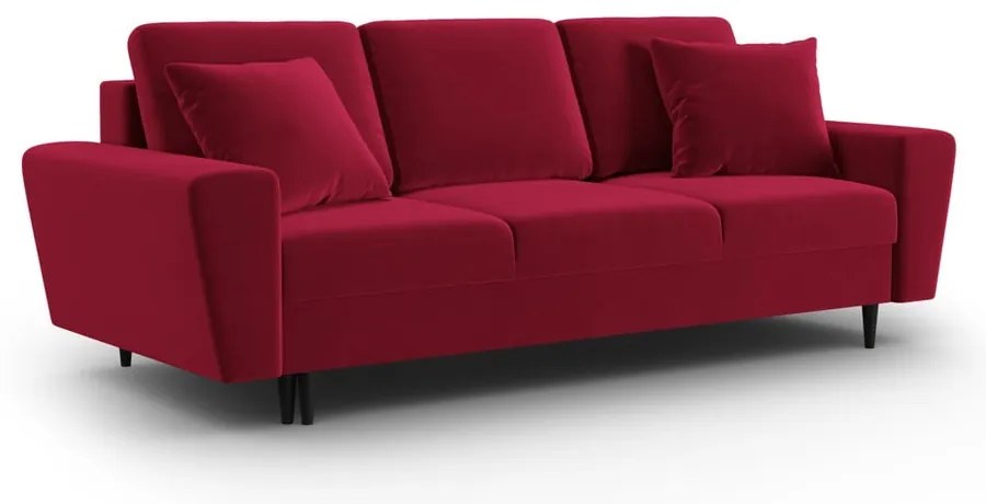 Czerwona aksamitna rozkładana/ze schowkiem sofa 235 cm Kyoto – Cosmopolitan Design