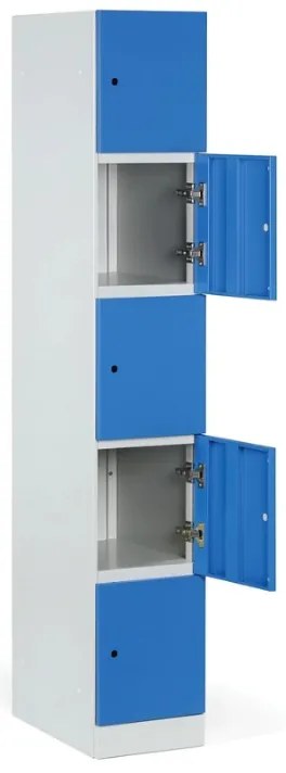 Szafka skrytkowa S1, 5 schowków, 1850 x 300 x 500 mm, demontaż, zamek cylindryczny, drzwi ciemnoszare