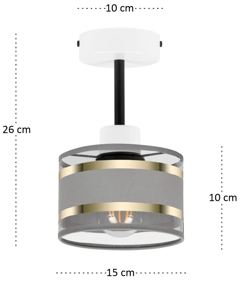 Lampa sufitowa biała jednopunktowy spot z szarym abażurem T-1010WE-GR