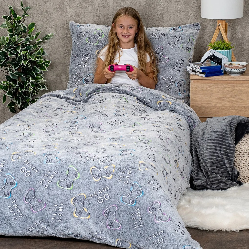 4Home Świecąca pościel mikroflanela Games, 140 x 200 cm, 70 x 90 cm