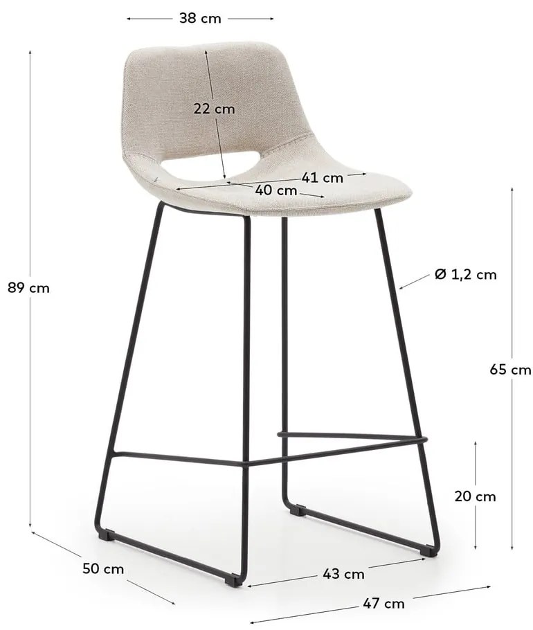 Beżowy hoker (wysokość siedziska 65 cm) Zahara – Kave Home