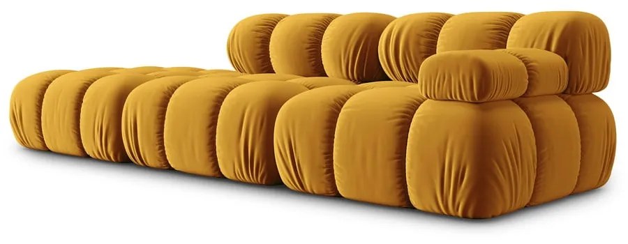 Żółta aksamitna sofa 282 cm Bellis – Micadoni Home