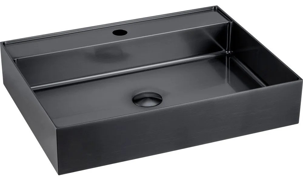 Czarna umywalka ze stali nierdzewnej 55x42 cm Aurum – Sapho