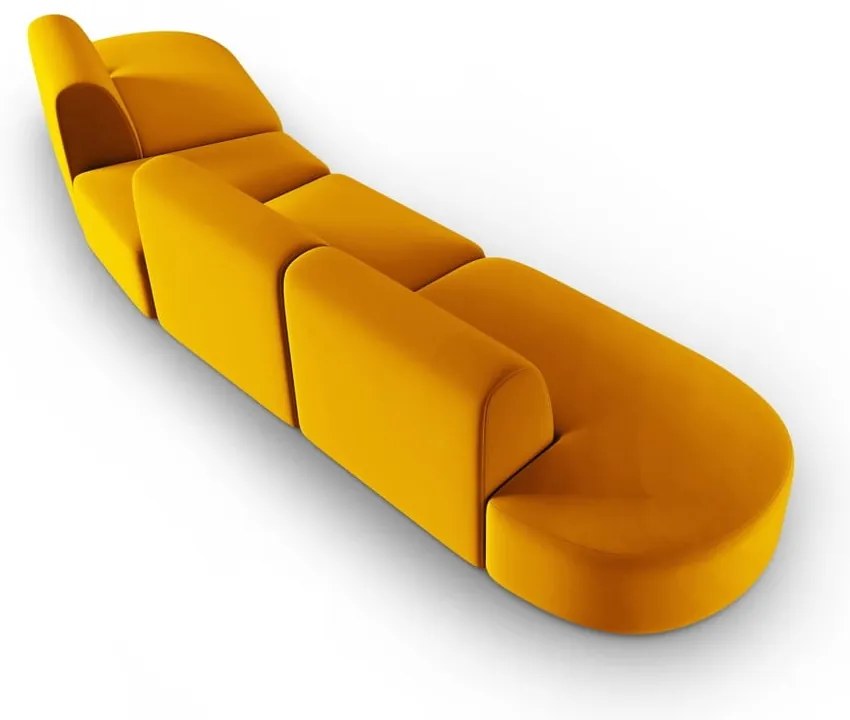 Musztardowa aksamitna sofa prawostronna 428 cm Paolo – Milo Casa