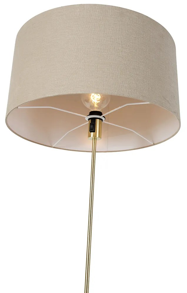 Lampa podłogowa regulowana złota z abażurem w kolorze jasnobrązowym 50 cm - ParteDesignerski Oswietlenie wewnetrzne