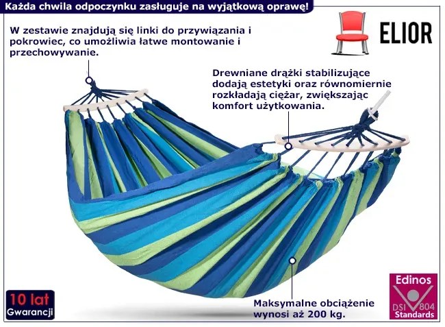 Podwójny hamak ogrodowy w paski - Pikos 4X
