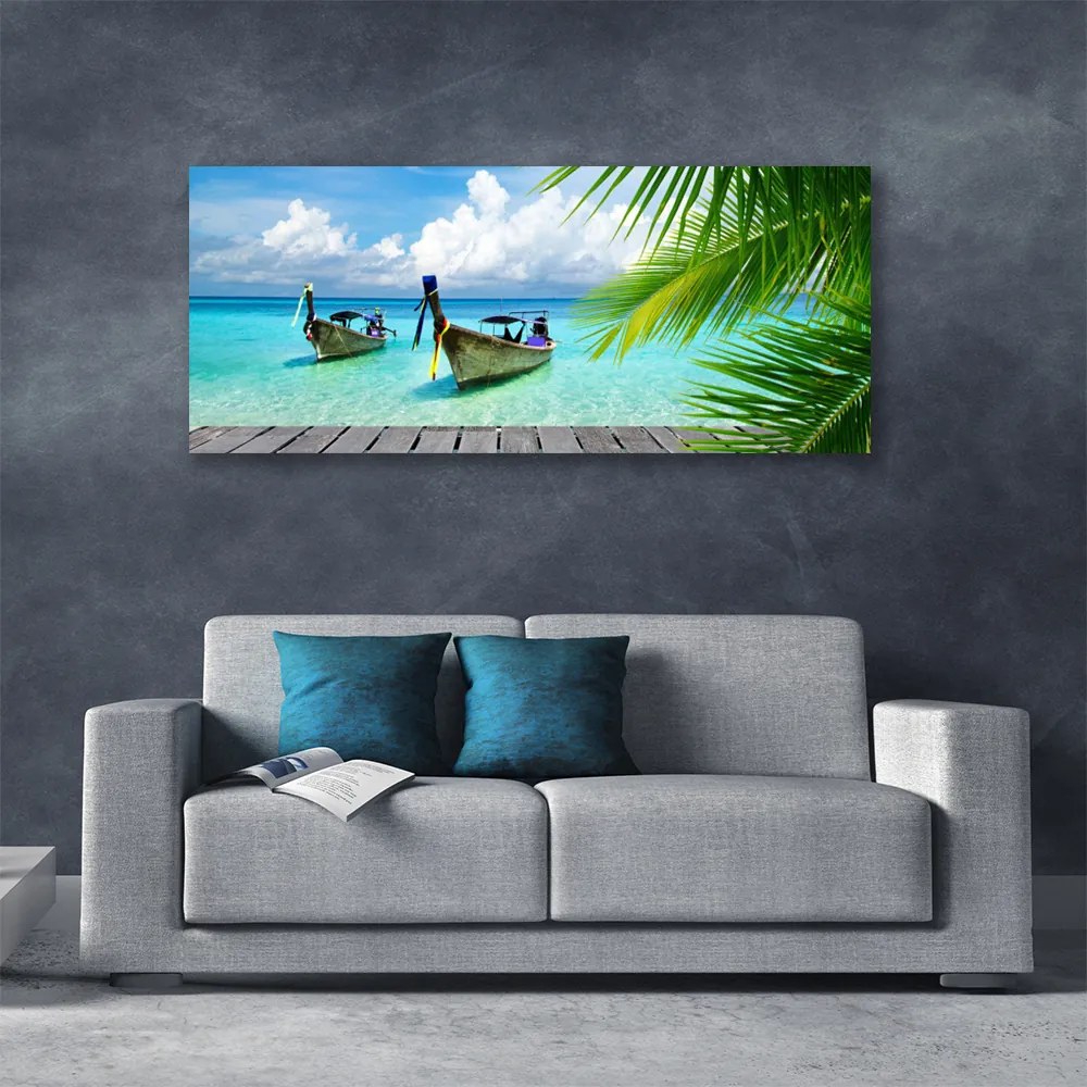 Obraz canvas Kolorowe Łodzie na Falach