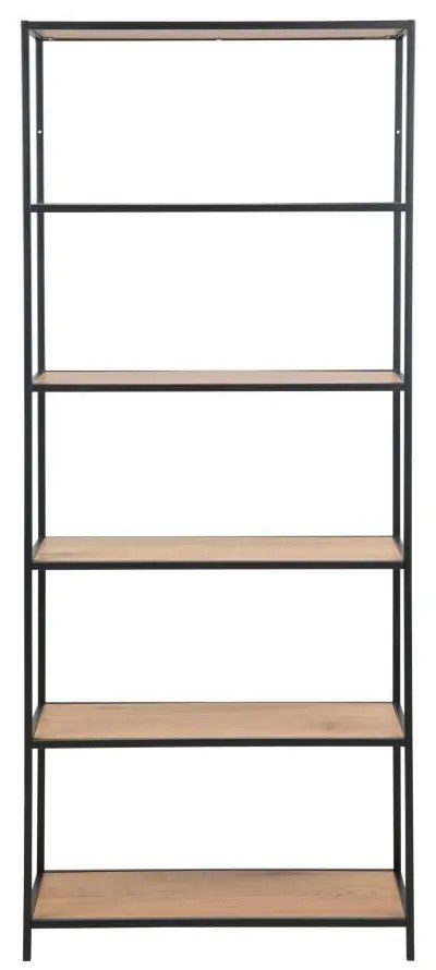 Czarno-naturalny regał w dekorze dębu 77x185 cm Seaford – Actona