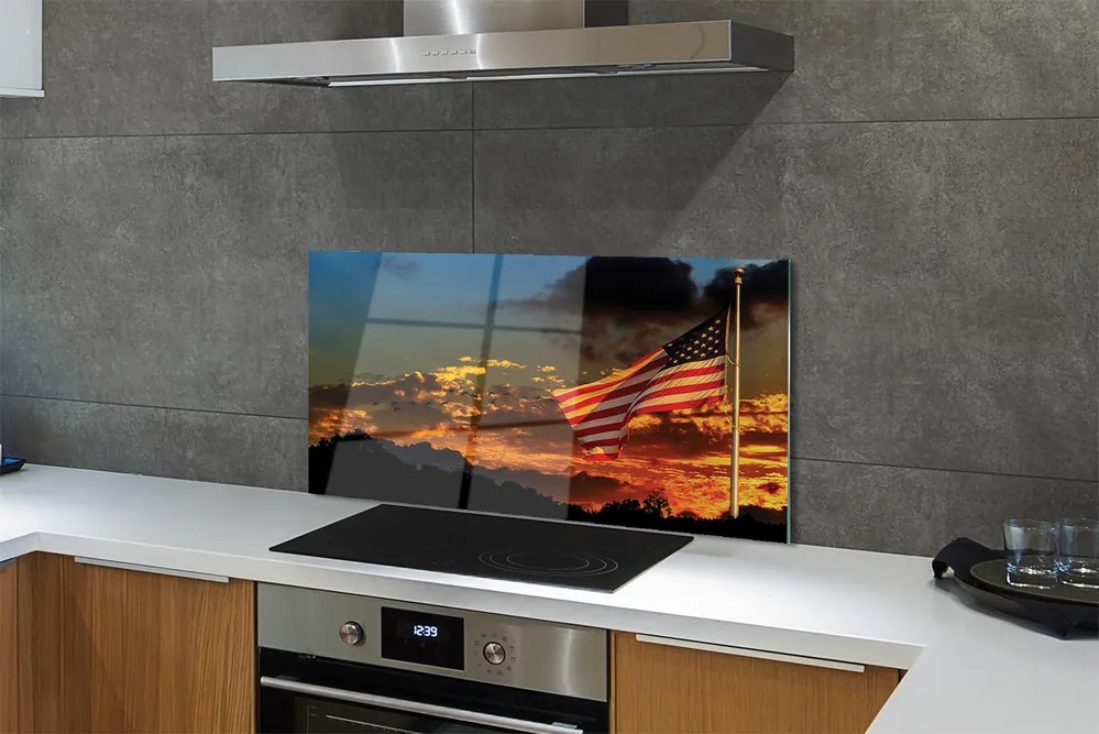 Panel szklany do Kuchni Amerykański Sztandar