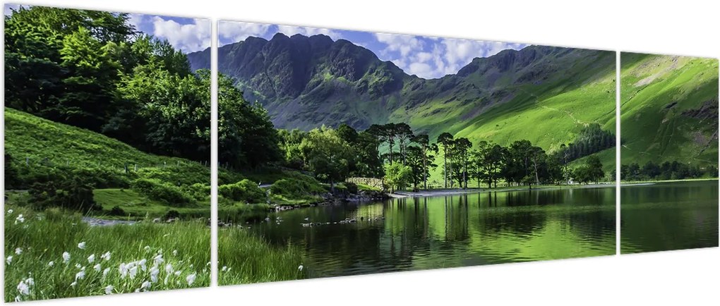 Obraz - Krajobraz z jeziorem (170x50 cm)