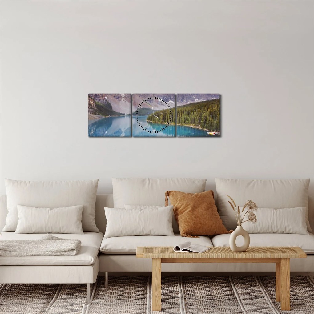 Obraz - Górski krajobraz Kanady (z zegarem) (90x30 cm)