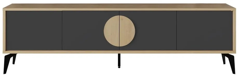 Czarna szafka pod TV w dekorze dębu 180x51 cm Vae – Marckeric