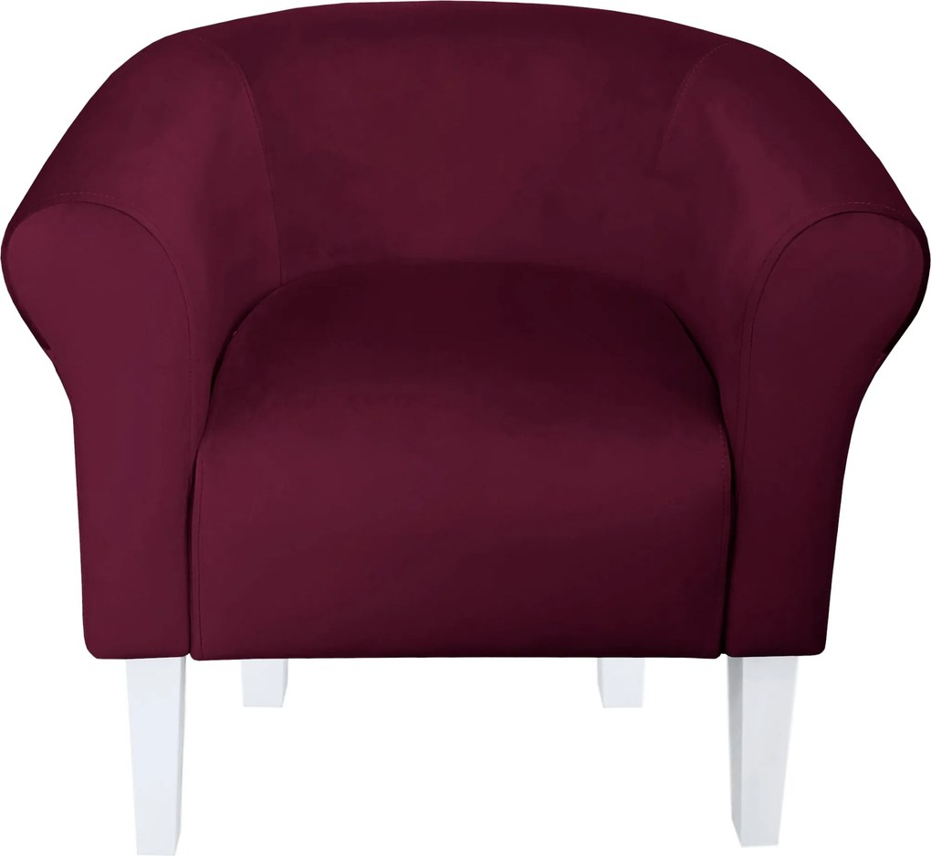 Fotel Milo tkanina Welur wygodny fotel tapicerowany do salonu i sypialni : Kolor nogi - Biała, Kolor tkaniny - VELVET - MG02, Wysokość nogi - 20 cm