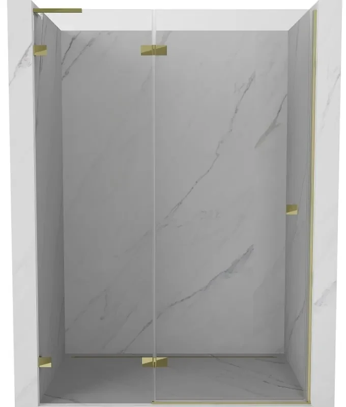 Mexen Lunar L drzwi prysznicowe uchylne lewe 140 cm, transparent, złote - 834L-140-000-50-00-L