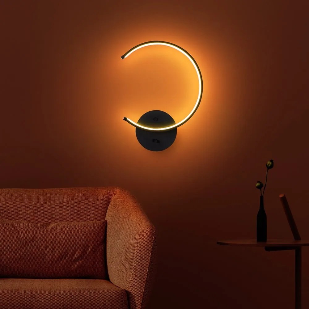 Czarny kinkiet LED ø 10 cm Moon – Opviq lights