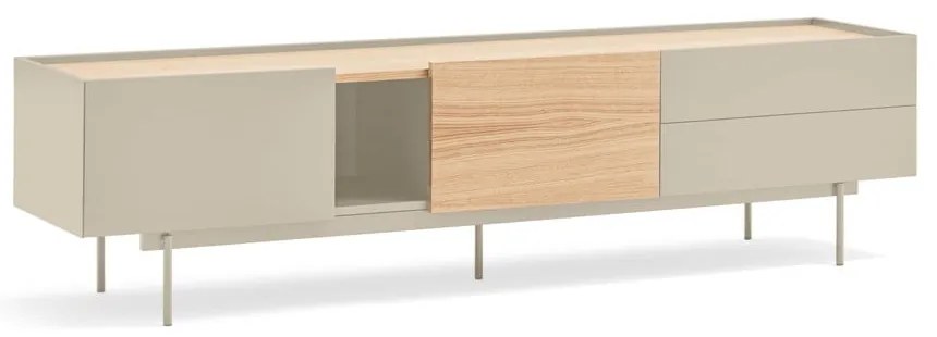 Beżowo-naturalna szafka pod TV w dekorze dębu 180x45 cm Otto – Teulat