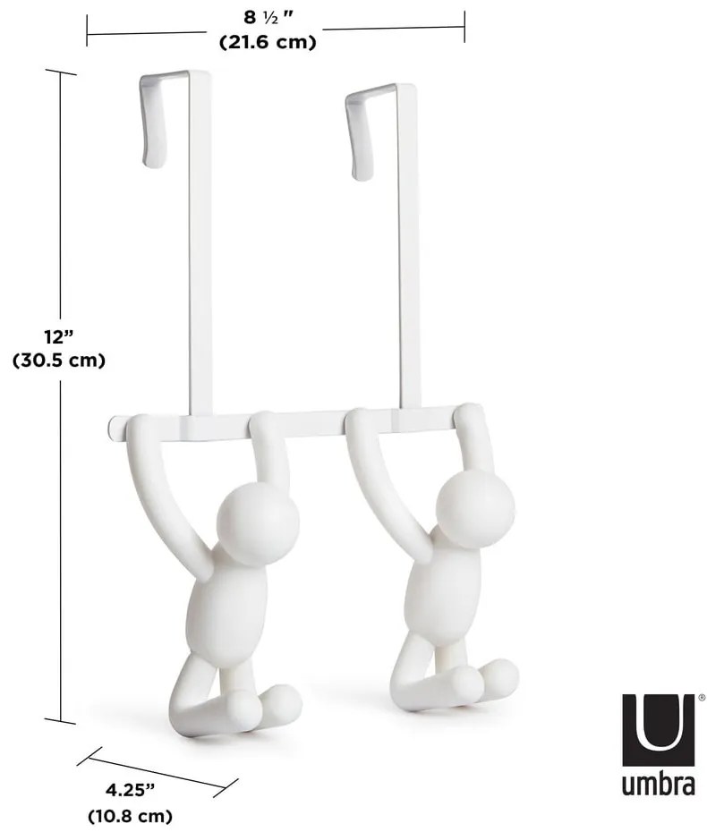 Biały plastikowy wieszak na drzwi 22 cm Buddy – Umbra
