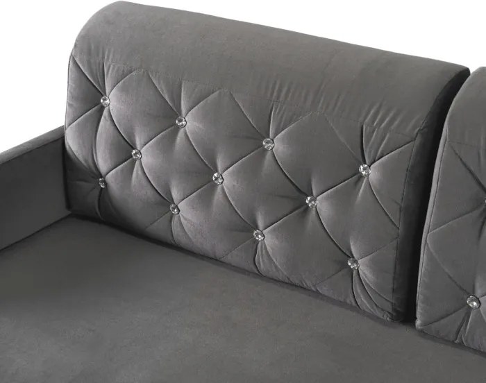 Sofa Rozkładana z Funkcją Spania VIVO Dwuosobowa Szara Glamour do Salonu