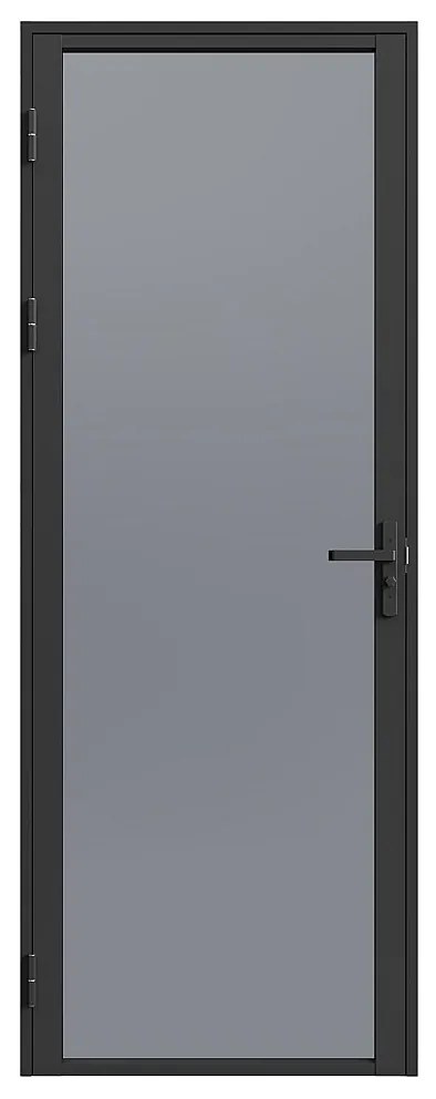 Drzwi kompletne dwustronne z aluminium i dymionego szkła hartowanego - wys. 204 x szer. 73 cm - Czarny - LOXTON