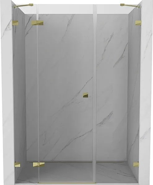 Mexen Lunar drzwi prysznicowe uchylne lewe 130 cm, transparent, złote - 834S-130-050-50-00-L