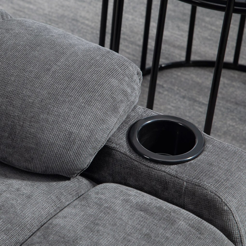 HOMCOM Fotel Relaksacyjny z Podnóżkiem, Fotel Leżący, Obrotowy, do 150 kg, Konstrukcja Stalowa, 88x96x108cm, Ciemnoszary | Aosom PL