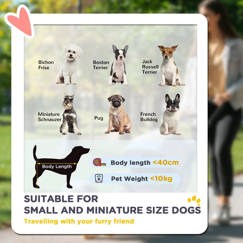 PawHut Wózek dla psów, lekki i składany transporter dla małych psów, zdejmowana poduszka, okna z siatki, Ciemnoniebieski