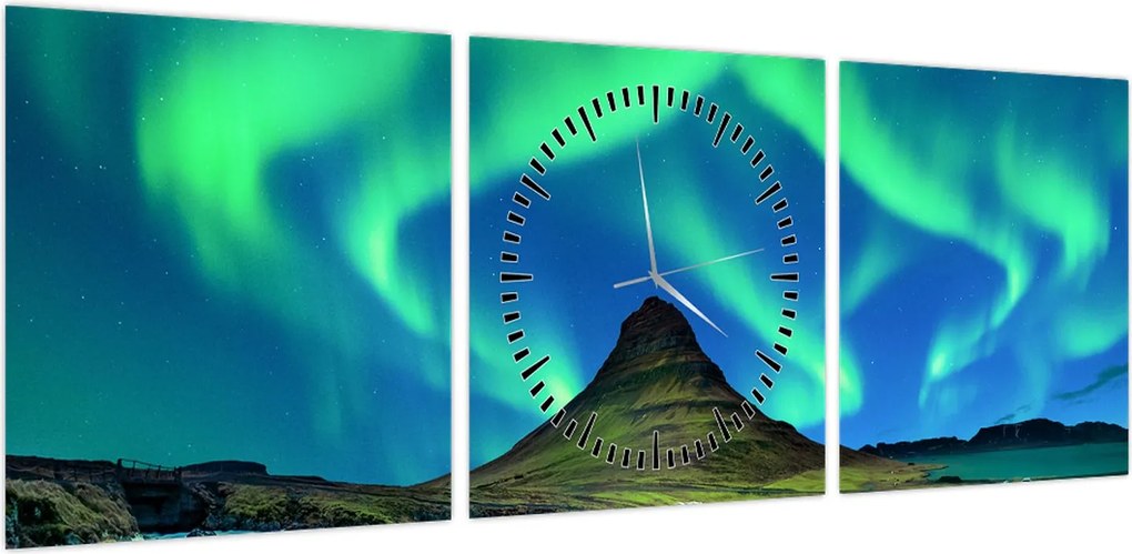 Obraz - Kirkjufell, Islandia (z zegarem) (90x30 cm)