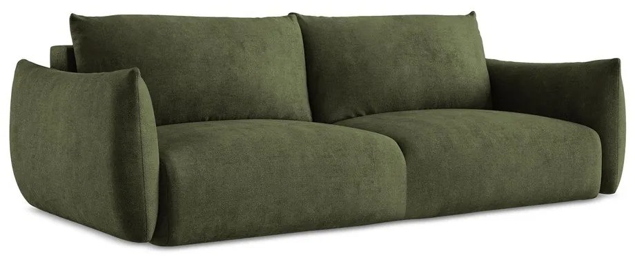 Zielona rozkładana sofa z tkaniny szenilowej 230 cm Leila – Makamii
