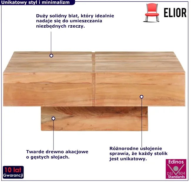 Stolik kawowy lite drewno akacjowe L2-G81
