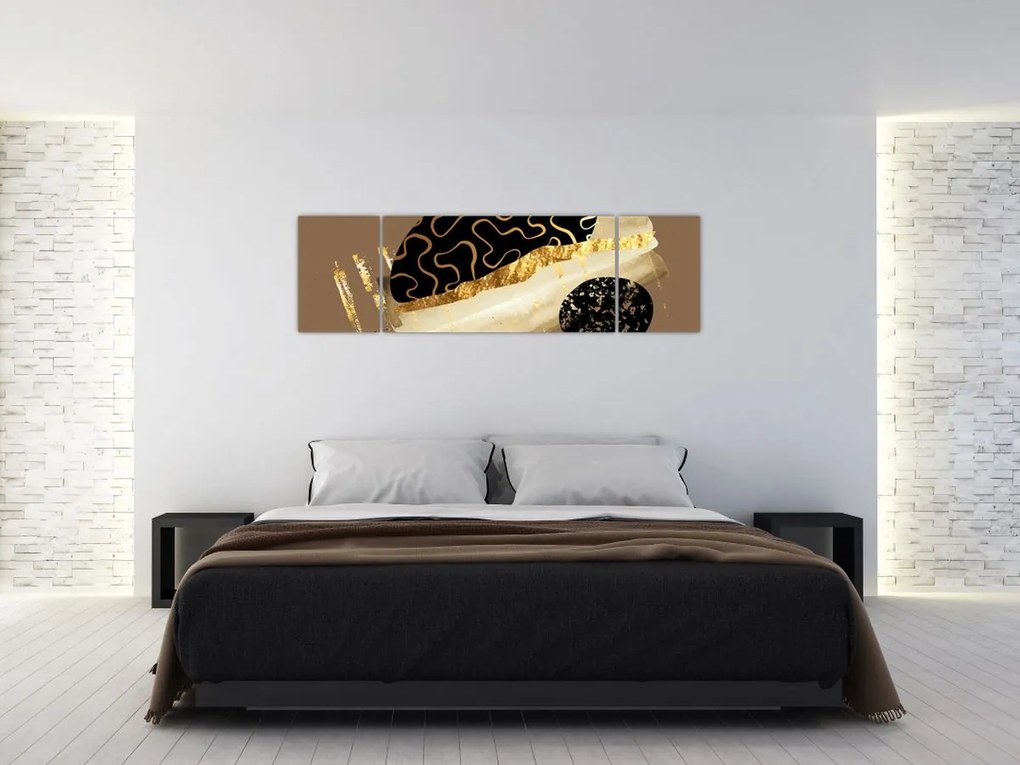 Obraz - Abstrakcja złotobrązowy N⁰3 (170x50 cm)