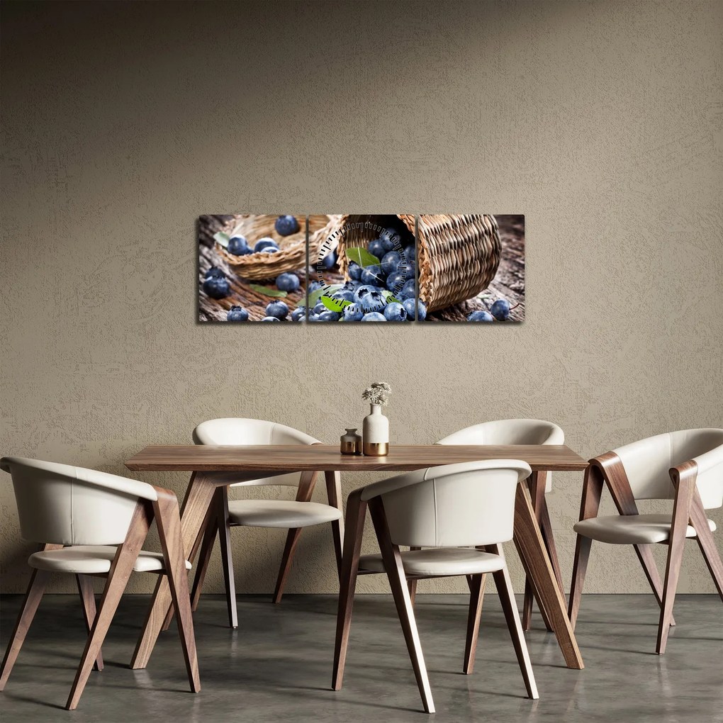 Obraz - Soczyste jagody (z zegarem) (90x30 cm)