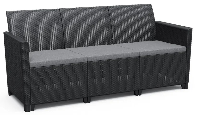 Ciemnoszara sofa ogrodowa z imitacji rattanu Claire – Keter