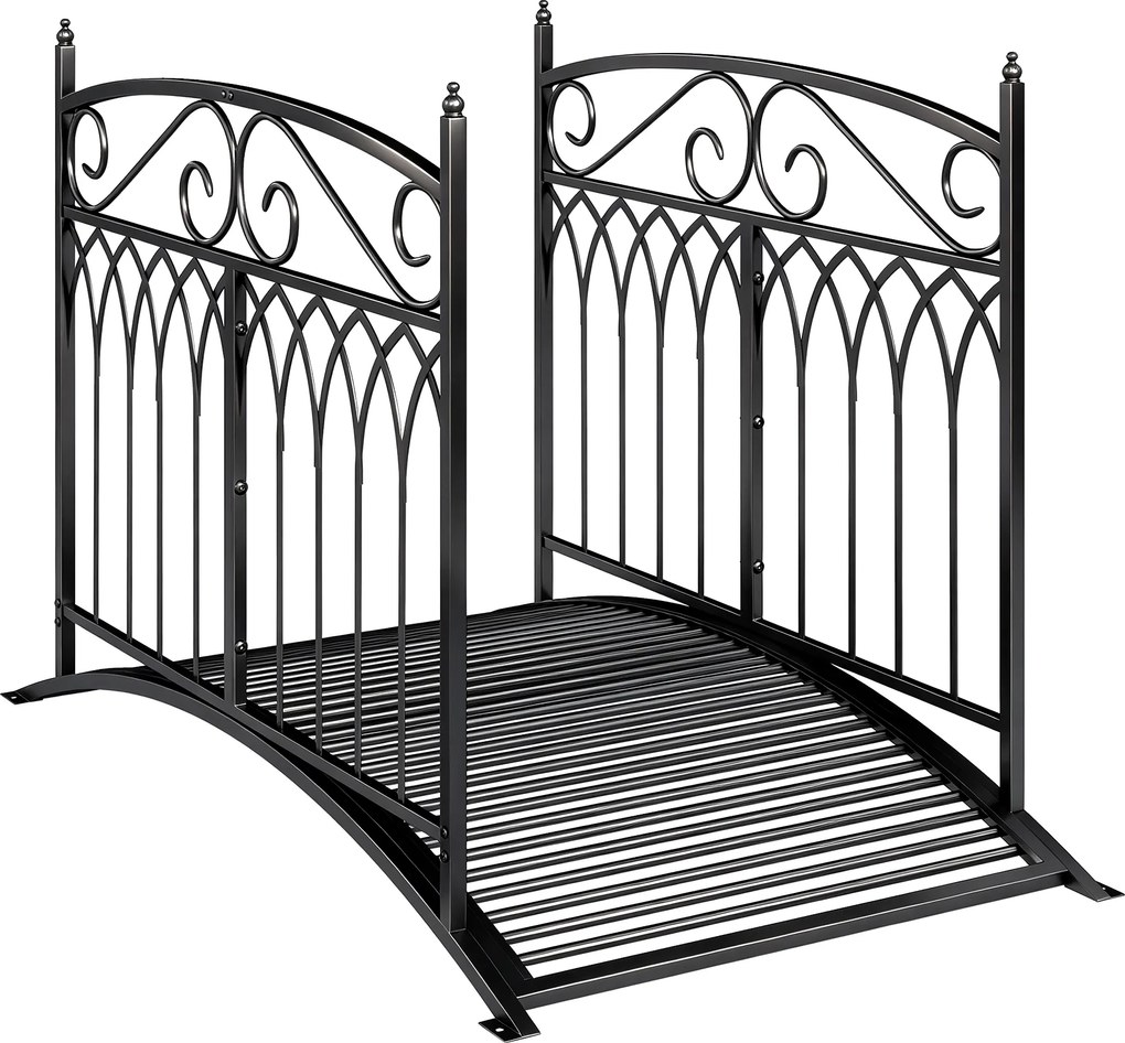 Outsunny Mostek ogrodowy metalowy 135,5 cm mostek do stawu z poręczami antyczny wygląd odporny na rdzę łatwy montaż | Aosom PL