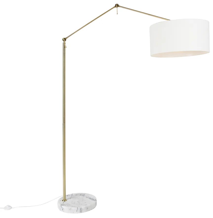 Nowoczesna lampa stojąca złota z abażurem białym 50 cm regulowana - EditorDesignerski Oswietlenie wewnetrzne