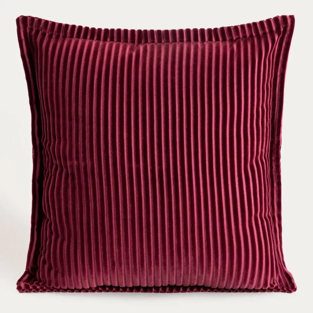 Poszewka dekoracyjna welurowa SAMT struktura sztruksu burgundowa 45x45cm HOMLA
